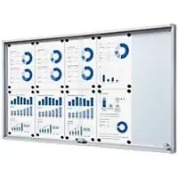SHOWDOWN Vitrine Magnetisch 10 x A4 Wandmontage Afsluitbaar Binnen 64,1 (B) x 112,6 (H) cm Zilver