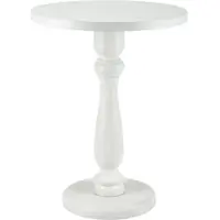 CLP Adamsville Bijzettafel - rond - hout - 50 cm diameter - voor woonkamer en eetkamer - Mindihout met tafelblad - antiek/wit