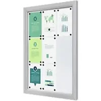 SHOWDOWN Vitrine Magnetisch 9 x A4 Wandmontage Afsluitbaar Buiten 75 (B) x 101,2 (H) cm Zilver