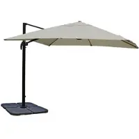 Mendler Gastronomie-scherm met pergola, model HWC-A96, 3,5x3,5 meter (diameter 4,95 meter), polyester, aluminium/staal, 25 kg, kleur crème-grijs, inclusief standaard, draaibaar