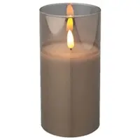 Lumineo Led kaars | 15 cm | (In glas, Timer, Smokey)