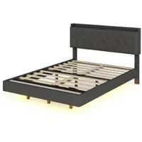 STILVORA Gestoffeerd dagbed/slaapbank 140x200 cm, met LED-verlichting en USB- en Type-C-aansluiting, zachte stofbekleding, wit (zonder matras)