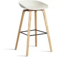 HAY Barstoel AAS32 High Water-Based Lacquered Oak Veneer 4 Leg Base Black Powder Coated Steel Footrest H75 Melange Cream 2.0