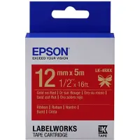 Epson LabelWorks LK-4RKK - Satijn - goud op rood - Rol (1,2 cm x 5 m) 1 cassette(s) linttape - voor LabelWorks Cable and Wiring Kit, LW-1000, 600, 700, K400, Z700, Z710, Z900, Safety Kit