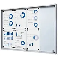 SHOWDOWN Vitrine Magnetisch 8 x A4 Wandmontage Afsluitbaar Binnen 67,5 (B) x 94 (H) cm Zilver