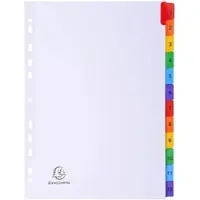Exacompta 20x Tabbladen karton 160g - versterkte gekleurde tabs + inbdexblad - 12 tabs - A4 - Wit - 1112E