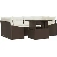 vidaXL Tuinbank Set 7 st Bruin poly rattan