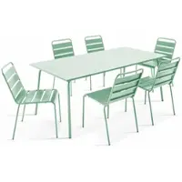 Oviala - Tuinset met tafel en 6 groene salie stoelen - Palavas
