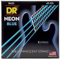 Dr Strings NBB5-45 Hi-Def Neon Blau Gekleurde Bas Snaren, Medium 5-Snaar, 45-125