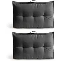 Oviala - 2 grijze polyester kussens voor pallets met rugleuning 60x40x12 cm - Cuzco