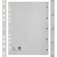 Exacompta 20x Tabbladen met bedrukte tabs in PP - 5 tabs - 1 tot 5 - A4 - Grijs - 1705E