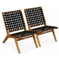 Oviala - Set van 2 relaxfauteuils van zwart eucalyptus hout - Bondy