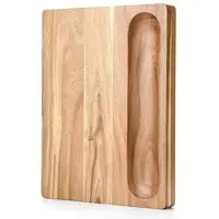 HEZHEN Xinzuo - Snijplank van Acaciahout met sapgeul en groentekuil (opvangbak) | 31 cm x 41 cm x 3.8 cm | Zware kwalitatieve snijplank | Serveerplank - Borrelplank - Tapasplank