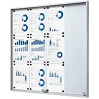 SHOWDOWN Vitrine Magnetisch 12 x A4 Wandmontage Afsluitbaar Binnen 90,6 (B) x 94,8 (H) cm Zilver