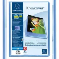 Exacompta 20x Kreacover Chromaline Personaliseerbare showalbums PP met vaste rug - halfharde omslag - 20 tassen - 40 zichten - A4 - Blauw - 5722E