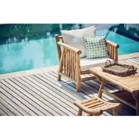 Jan Kurtz Fred fauteuil teak incl. kussen natuur/wit