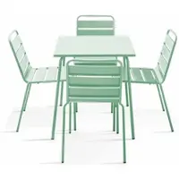 Oviala - Tuinset met tafel en 4 groene salie stoelen - Palavas