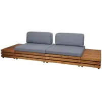 Mendler Tuinset HWC-L28, loungeset met zitgroep, loungefauteuil en bank, gemaakt van sponspoly en acaciahout (MVG), met donkergrijze bekleding