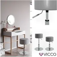 Vicco Design Kruk – 33.5 x 67 cm voor kaptafel Grijs