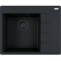 Franke Spoelbak CNG 611-62 BLACK MATT COLLECTIE. Spoelbak links met excenterbediening / Uitsparing: 600 x 480 mm, R15 / Granieten spoelbak