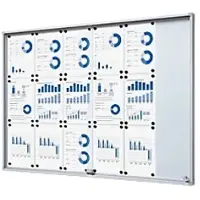 SHOWDOWN Magnetisch 18 x A4 Wandmontage Afsluitbaar Binnen 134,6 (B) x 94,8 (H) cm Zilver