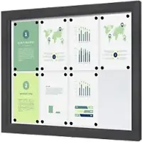 SHOWDOWN Vitrine Magnetisch 8 x A4 Wandmontage Afsluitbaar Buiten 97 (B) x 70,5 (H) cm Antraciet
