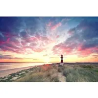 A.S. Création Fotobehang strand en vuurtoren in blauw geel