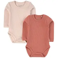 Minymo Body l/ä - Rib - 2er-Pack - Canyon Rose - - 62 - Body L/Ä
