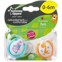 Tommee tippee Fopspeen - TOMMEE TIPPEE - FUN - 0-6 maanden - Set van 2 symmetrische BPA-vrije fopspenen - Herbruikbare sterilisatiecap