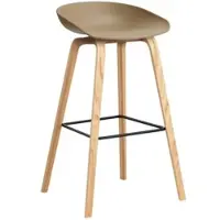 HAY Barstoel AAS32 High Water-Based Lacquered Oak Veneer 4 Leg Base Black Powder Coated Steel Footrest H75 Clay 2.0