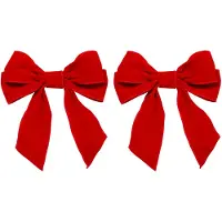 Vondels Fluwelen strik met clip - rood 20cm (set van 2)