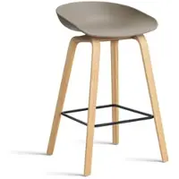 HAY Barstoel AAS32 Low Water-Based Lacquered Oak Veneer 4 Leg Base Black Powder Coated Steel Footrest H65 Khaki 2.0