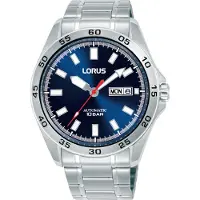 Lorus Watches automatisch zilver heren horloge met blauwe wijzerplaat & roestvrij stalen band