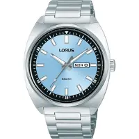 Lorus quartz zilver heren horloge met blauwe wijzerplaat & roestvrij stalen band