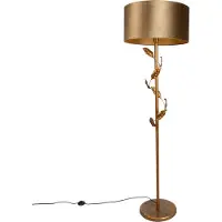 QAZQA Vloerlamp goud met kap brons en gouden binnenkant 50cm - Linden