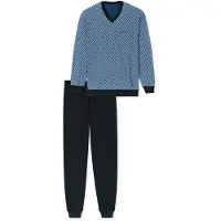 Schiesser lange pyjama blauw normale fit geprint