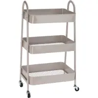 OCZ Beige metalen drijvlakkenkast op wielen, afmetingen 44x31,5x78,5 cm