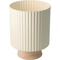 Home Styling Collection NORD Serie - Metalen Bloempot - 18x23 cm - Kremkleur - Houten Basis
