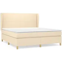 vidaXL Boxspring met matras stof crèmekleurig 180x200 cm