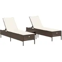 vidaXL 3-delige Ligbeddenset met kussens poly rattan bruin