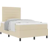vidaXL Boxspring bed met matras met hoofdeinde Crème 120 x 190 cm Stof