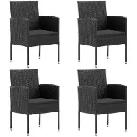 Syfax Tuinstoelen 4 st met zwarte kussens poly rattan zwart