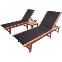 Syfax Ligbedden 2 st met tafel massief acaciahout en textileen