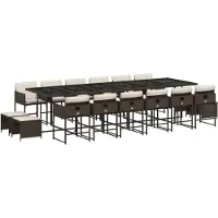 vidaXL 17-delige Tuinset met kussens poly rattan bruin