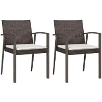 vidaXL Tuinstoelen 2 st met kussens 56,5x57x83 cm poly rattan bruin