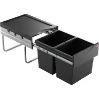 Hailo Tandem RB voluittrek afvalsysteem vanaf kastbreedte 40cm donker grijs 36 liter (2x18)