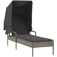 Syfax Ligbed met luifel poly rattan grijs