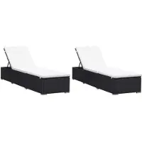 Syfax Ligbedden met kussens 2 st poly rattan zwart