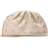 Manfield Beige clutch met gouden studs | Maat Onesize