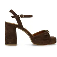 Manfield Donkerbruine suĆØde sandalen met hak | Maat 39
